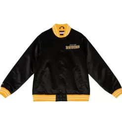 Men Mitchell & Ness Jackets & Outerwear-Heavyweight Satin Jacket Boston Bruins