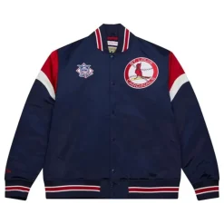 Men Mitchell & Ness Jackets & Outerwear-Heavyweight Satin Jacket St. Louis Cardinals