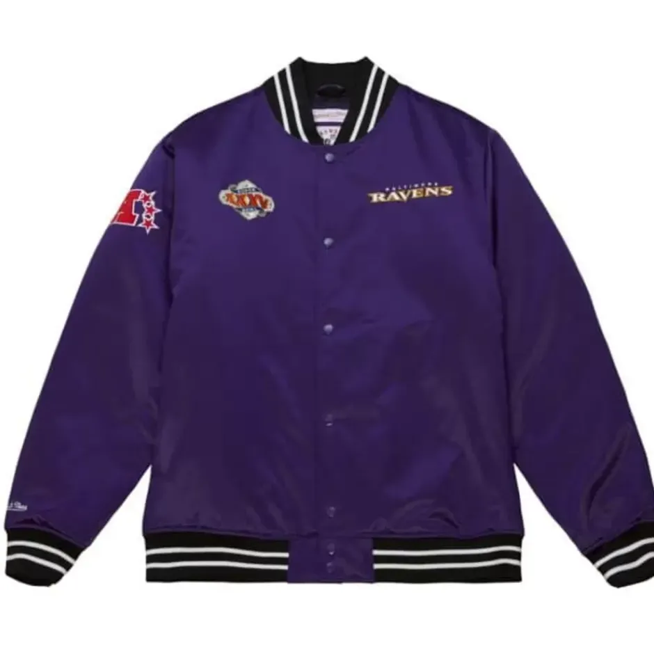 Men Mitchell & Ness Jackets & Outerwear-Heavyweight Satin Jacket Baltimore Ravens