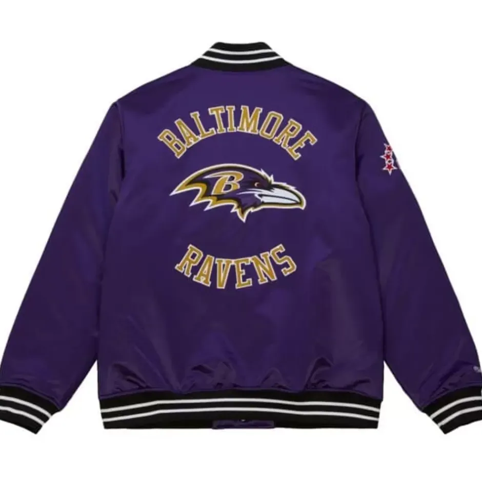 Men Mitchell & Ness Jackets & Outerwear-Heavyweight Satin Jacket Baltimore Ravens