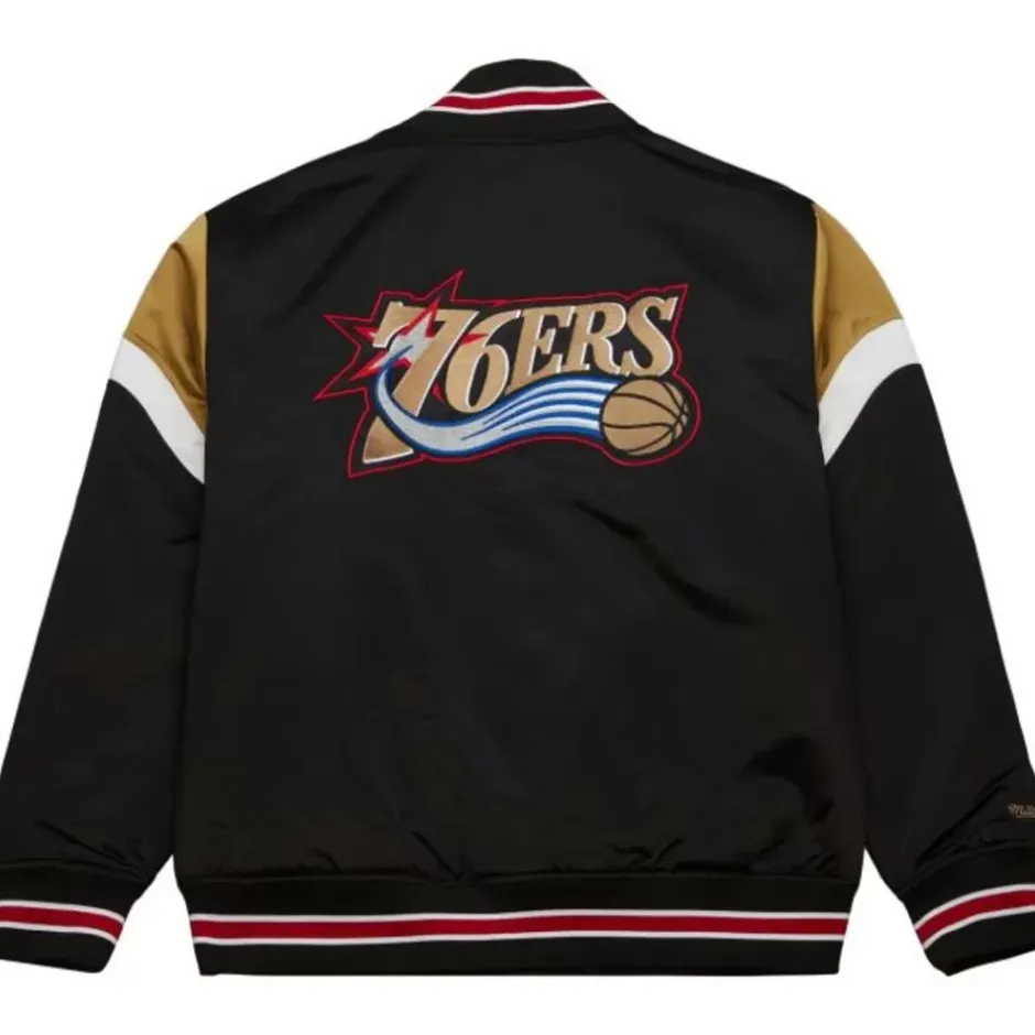 Men Mitchell & Ness Jackets & Outerwear-Heavyweight Satin Jacket Philadelphia 76Ers