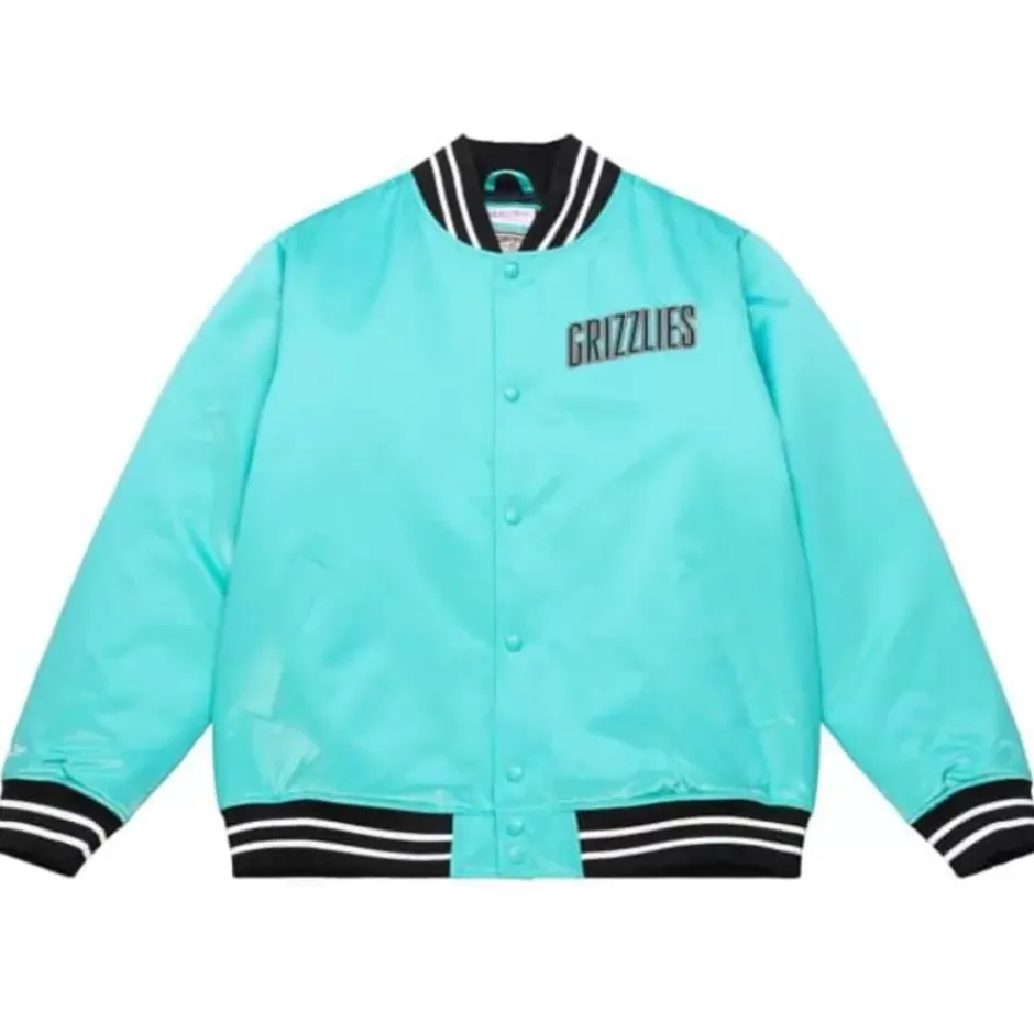 Men Mitchell & Ness Jackets & Outerwear-Heavyweight Satin Jacket Vancouver Grizzlies