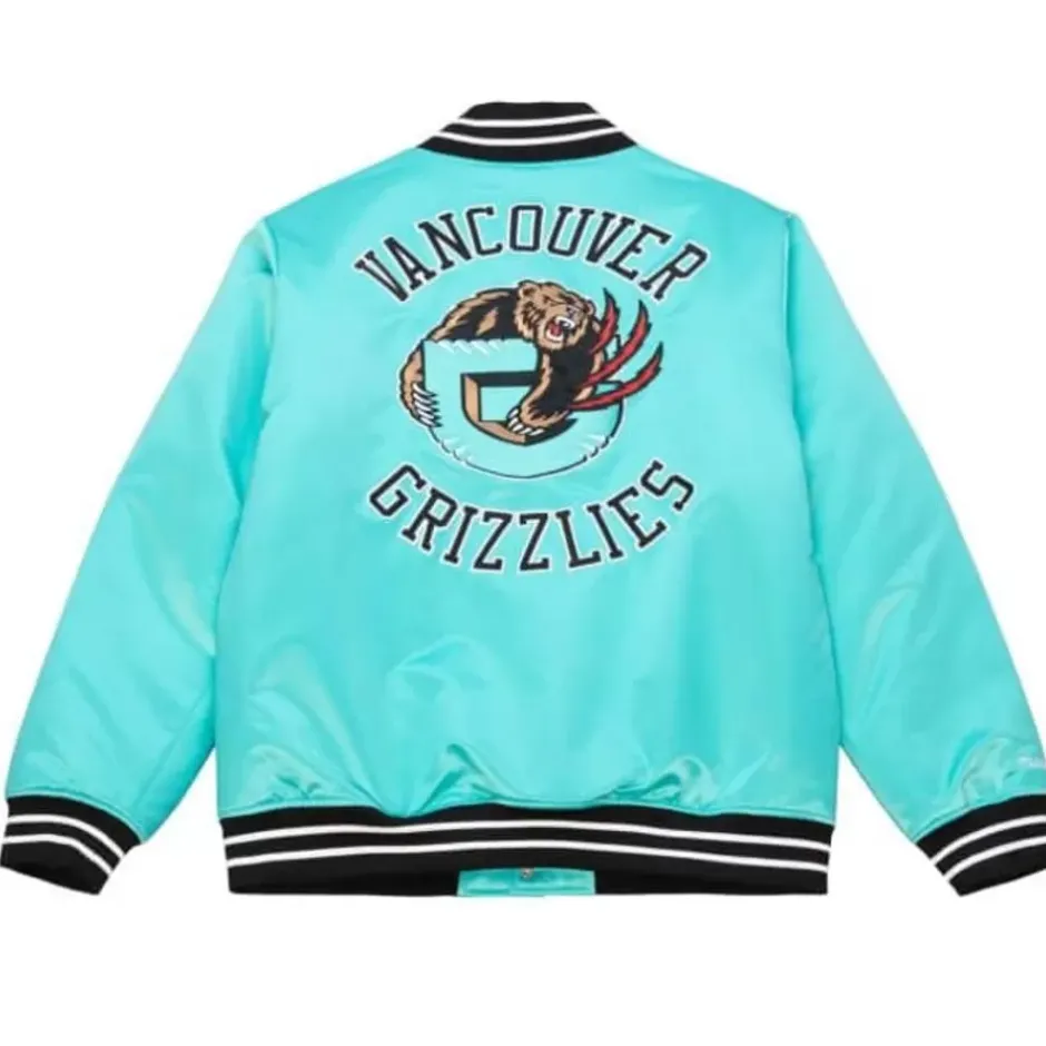 Men Mitchell & Ness Jackets & Outerwear-Heavyweight Satin Jacket Vancouver Grizzlies