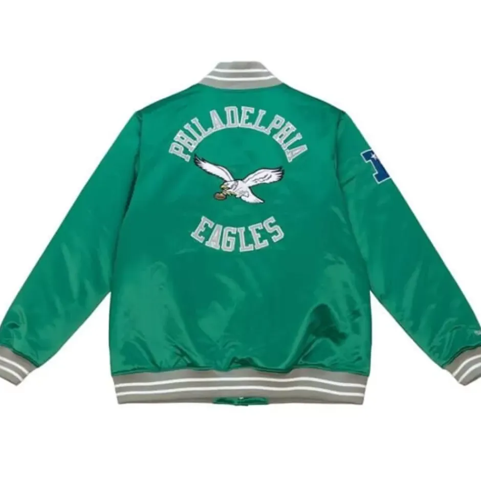 Men Mitchell & Ness Jackets & Outerwear-Heavyweight Satin Jacket Philadelphia Eagles