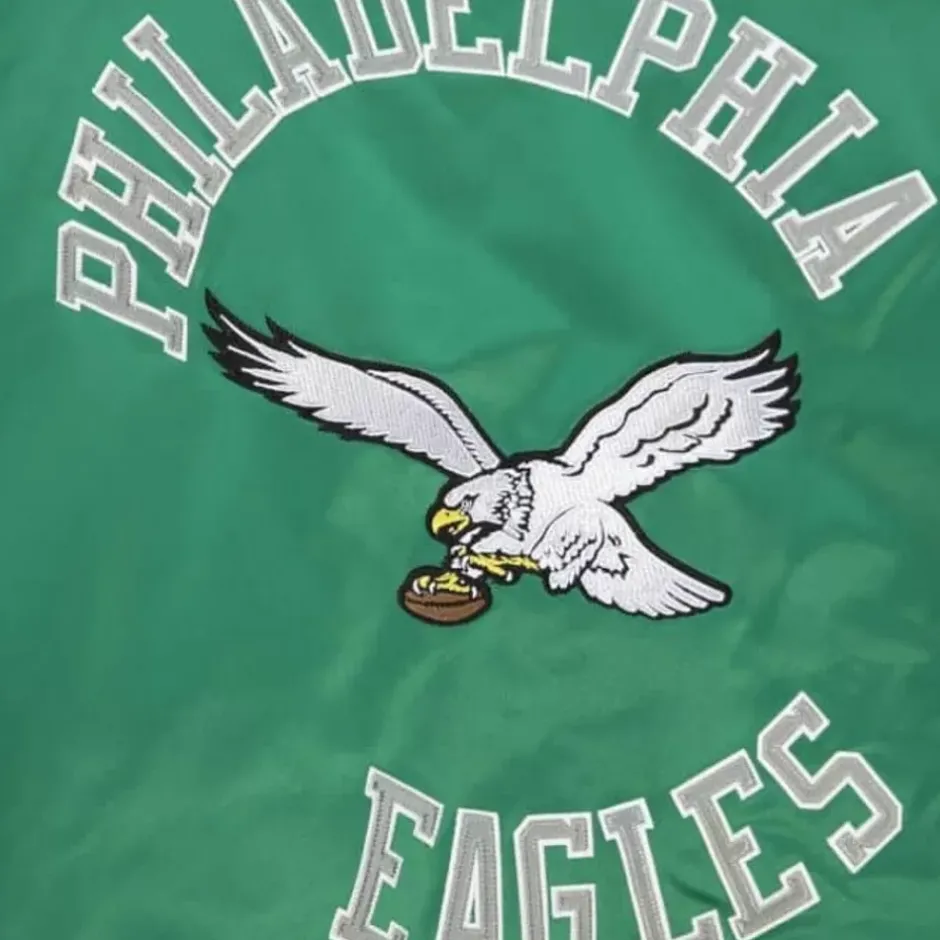 Men Mitchell & Ness Jackets & Outerwear-Heavyweight Satin Jacket Philadelphia Eagles