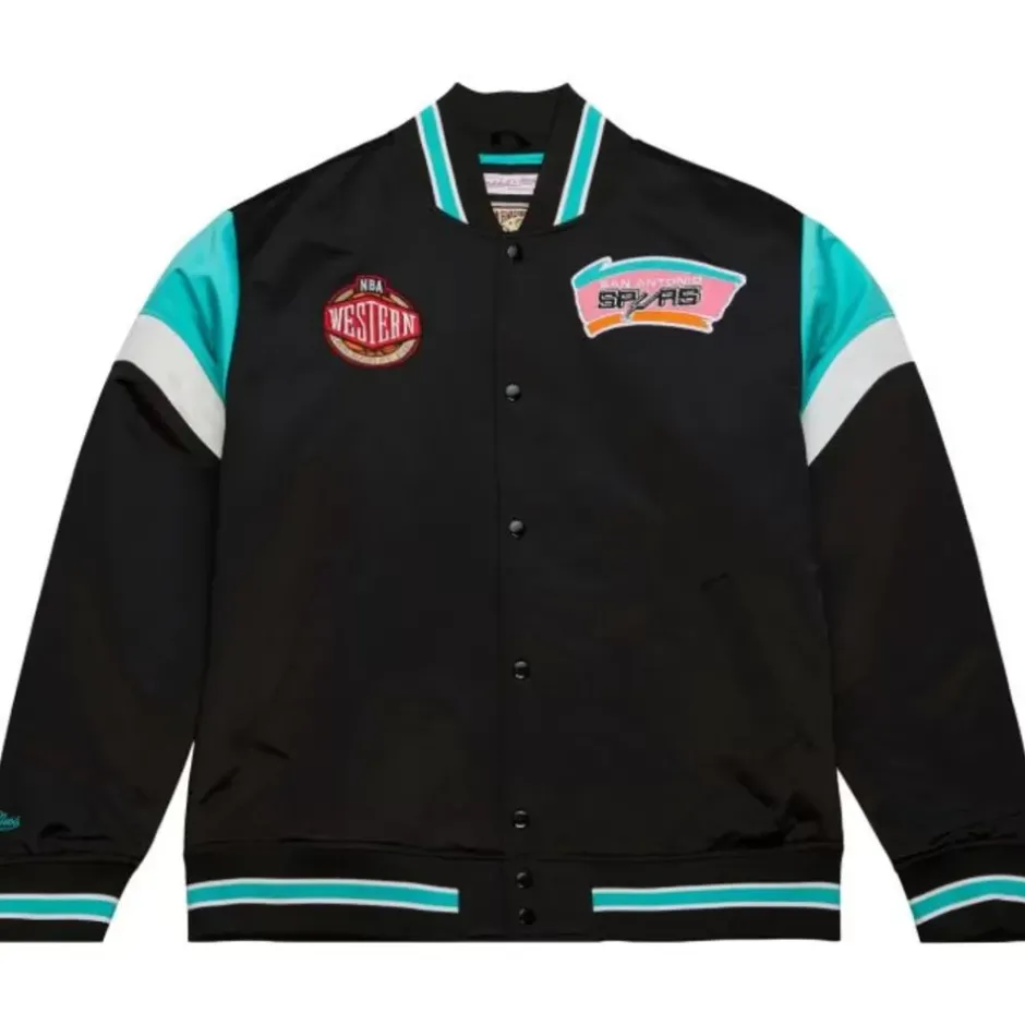 Men Mitchell & Ness Jackets & Outerwear-Heavyweight Satin Jacket San Antonio Spurs