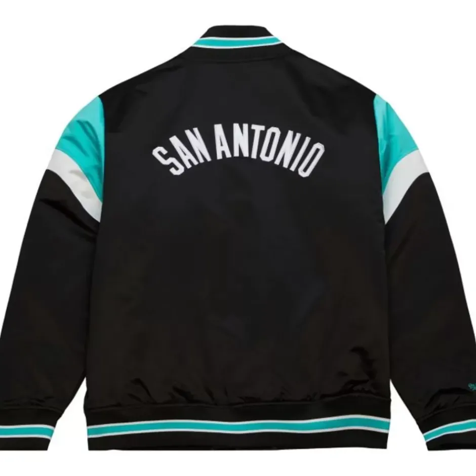 Men Mitchell & Ness Jackets & Outerwear-Heavyweight Satin Jacket San Antonio Spurs
