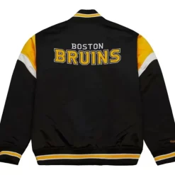 Men Mitchell & Ness Jackets & Outerwear-Heavyweight Satin Jacket Boston Bruins