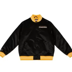Men Mitchell & Ness Jackets & Outerwear-Heavyweight Satin Jacket Pittsburgh Penguins