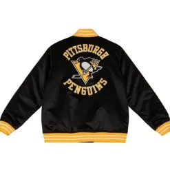 Men Mitchell & Ness Jackets & Outerwear-Heavyweight Satin Jacket Pittsburgh Penguins