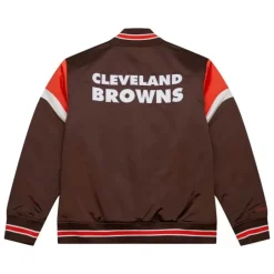 Men Mitchell & Ness Jackets & Outerwear-Heavyweight Satin Jacket Cleveland Browns