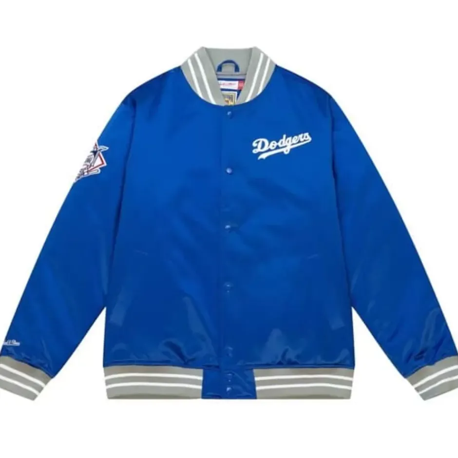Men Mitchell & Ness Jackets & Outerwear-Heavyweight Satin Jacket Los Angeles Dodgers