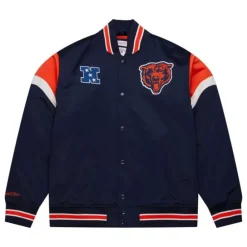 Men Mitchell & Ness Jackets & Outerwear-Heavyweight Satin Jacket Chicago Bears