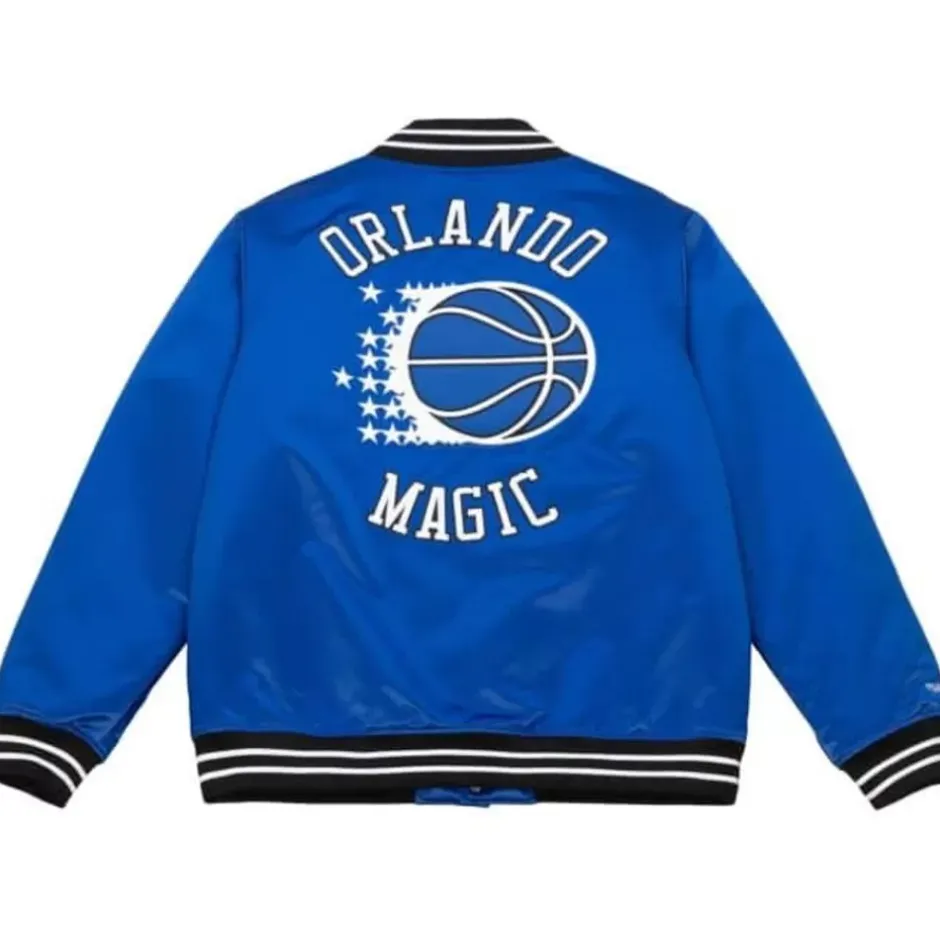 Men Mitchell & Ness Jackets & Outerwear-Heavyweight Satin Jacket Orlando Magic