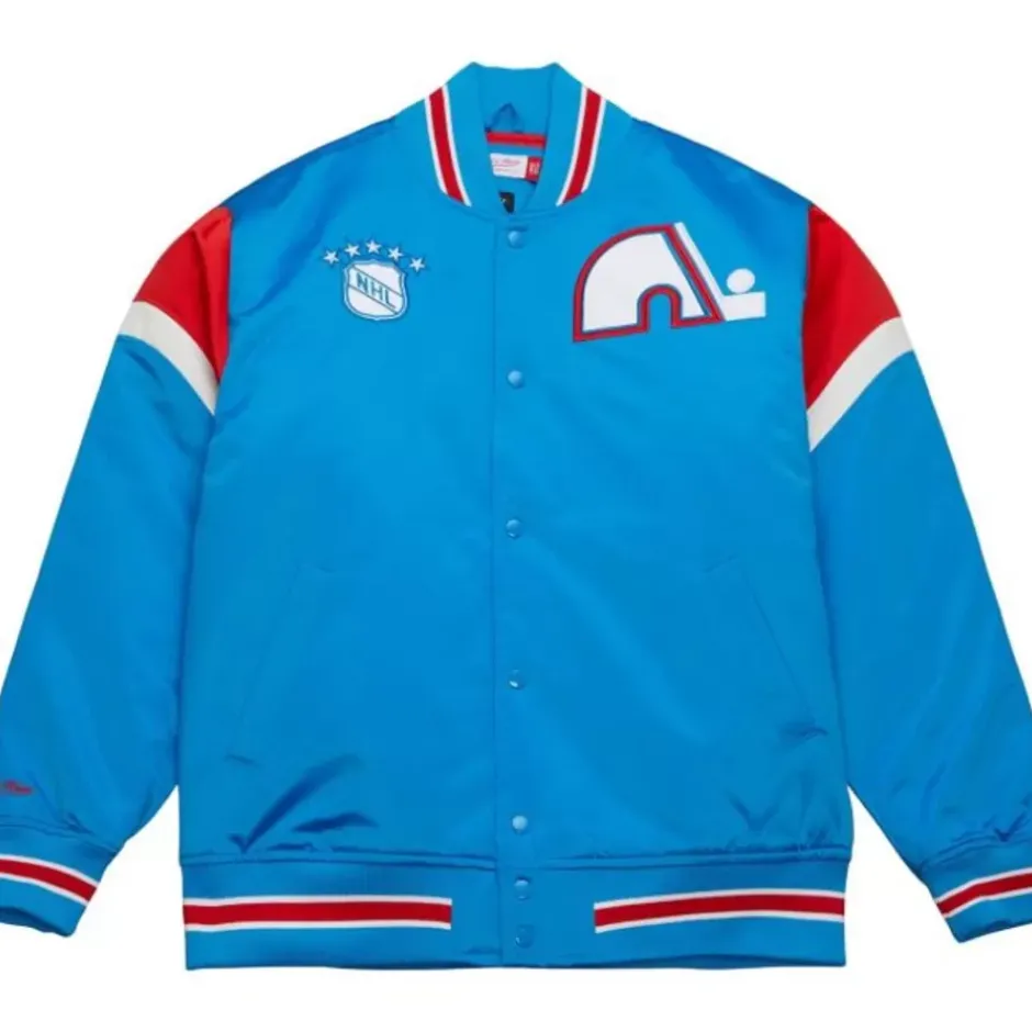 Men Mitchell & Ness Jackets & Outerwear-Heavyweight Satin Jacket Quebec Nordiques