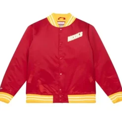 Men Mitchell & Ness Jackets & Outerwear-Heavyweight Satin Jacket Houston Rockets
