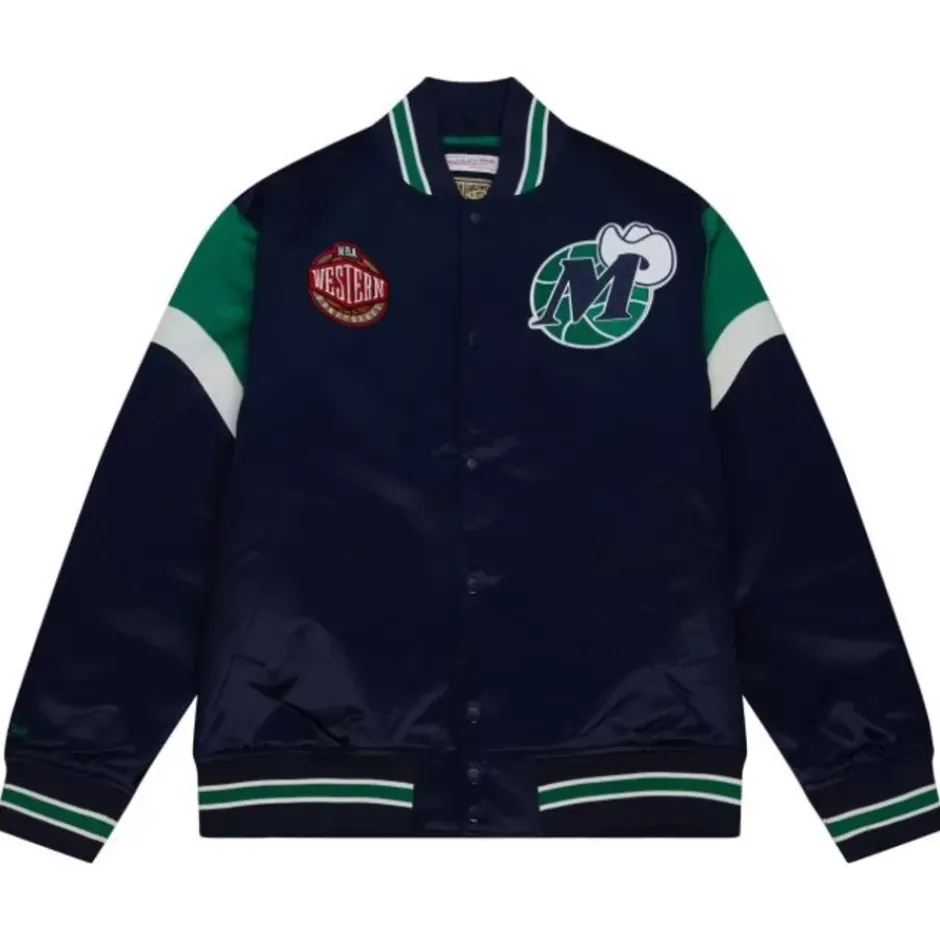 Men Mitchell & Ness Jackets & Outerwear-Heavyweight Satin Jacket Dallas Mavericks