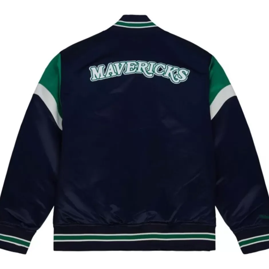 Men Mitchell & Ness Jackets & Outerwear-Heavyweight Satin Jacket Dallas Mavericks