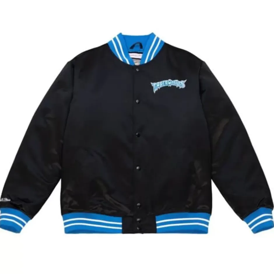 Men Mitchell & Ness Jackets & Outerwear-Heavyweight Satin Jacket Minnesota Timberwolves