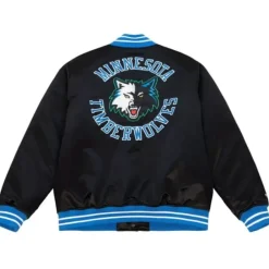 Men Mitchell & Ness Jackets & Outerwear-Heavyweight Satin Jacket Minnesota Timberwolves