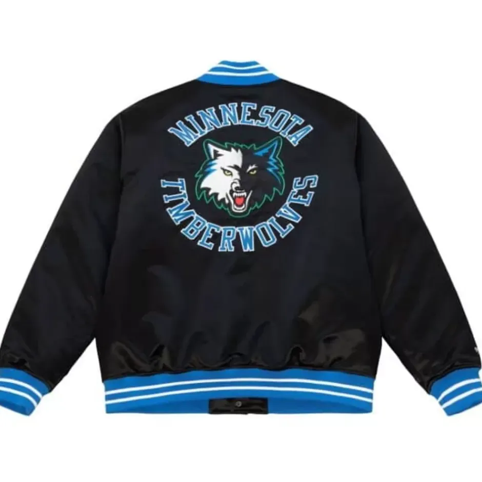 Men Mitchell & Ness Jackets & Outerwear-Heavyweight Satin Jacket Minnesota Timberwolves