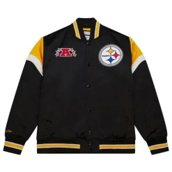 Men Mitchell & Ness Jackets & Outerwear-Heavyweight Satin Jacket Pittsburgh Steelers
