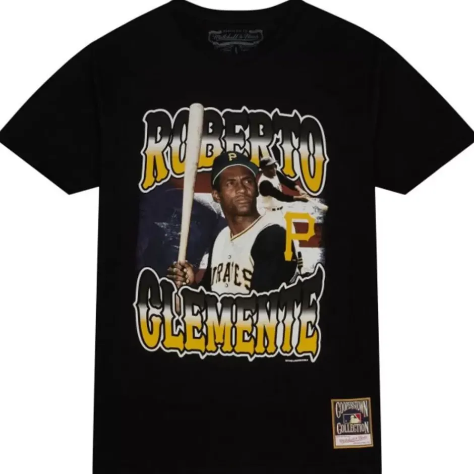Men Mitchell & Ness T-Shirts & Tops-Heritage Tee Pittsburgh Pirates Roberto Clemente