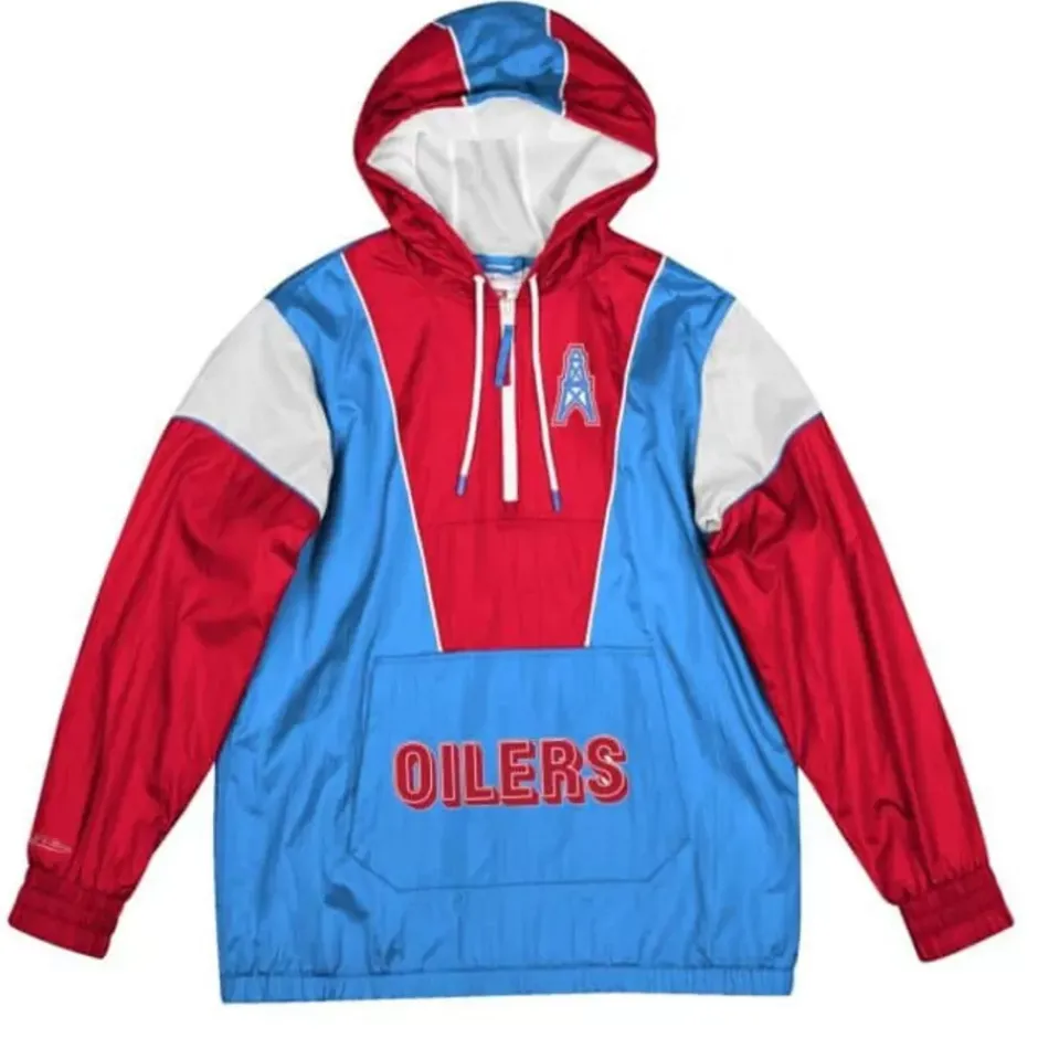 Men Mitchell & Ness Jackets & Outerwear-Highlight Reel Windbreaker Houston Oilers