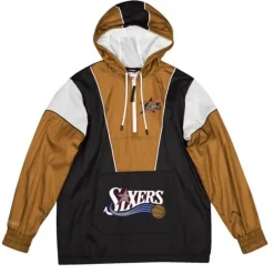 Men Mitchell & Ness Jackets & Outerwear-Highlight Reel Windbreaker Philadelphia 76Ers