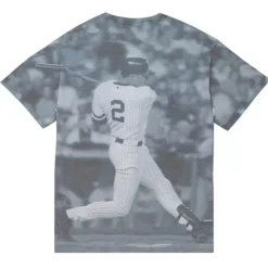 Men Mitchell & Ness T-Shirts & Tops-Highlight Sublimated Player Tee New York Yankees Derek Jeter