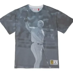 Men Mitchell & Ness T-Shirts & Tops-Highlight Sublimated Player Tee Baltimore Orioles Cal Ripken Jr