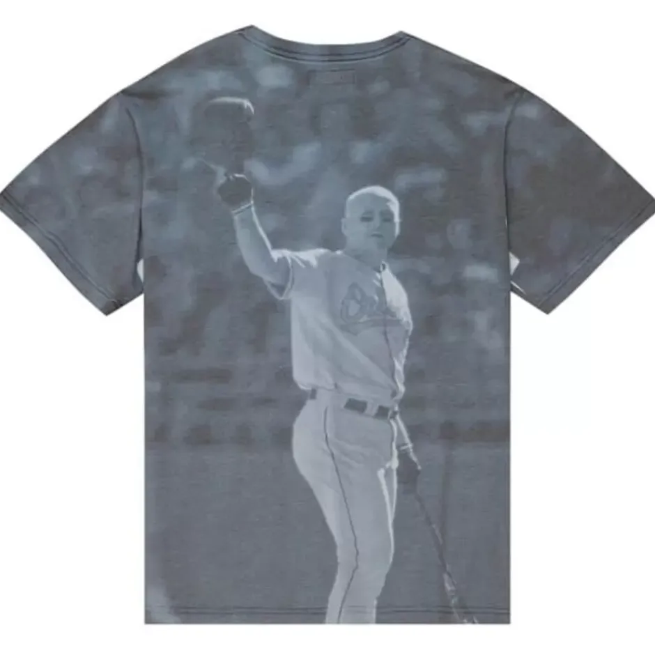 Men Mitchell & Ness T-Shirts & Tops-Highlight Sublimated Player Tee Baltimore Orioles Cal Ripken Jr