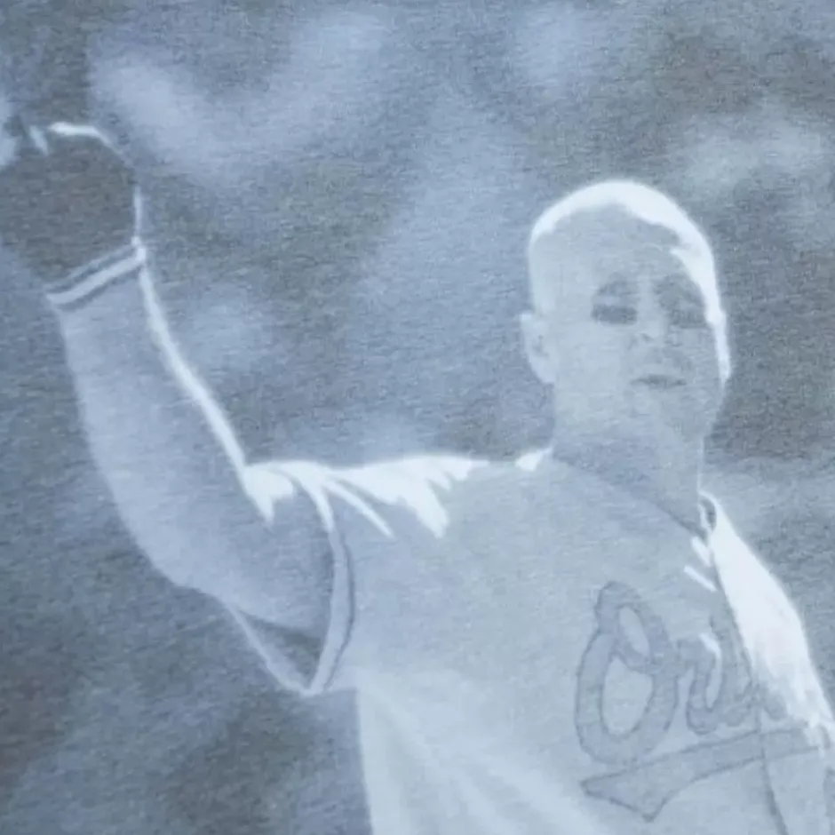 Men Mitchell & Ness T-Shirts & Tops-Highlight Sublimated Player Tee Baltimore Orioles Cal Ripken Jr