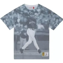 Men Mitchell & Ness T-Shirts & Tops-Highlight Sublimated Player Tee Seattle Mariners Ken Griffey Jr
