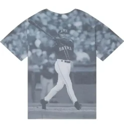 Men Mitchell & Ness T-Shirts & Tops-Highlight Sublimated Player Tee Seattle Mariners Ken Griffey Jr