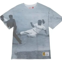 Men Mitchell & Ness T-Shirts & Tops-Highlight Sublimated Player Tee Brooklyn Dodgers Jackie Robinson