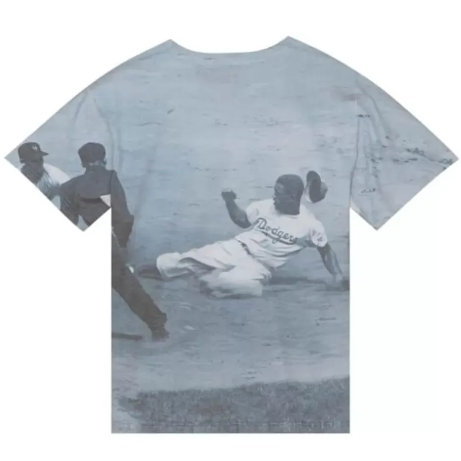 Men Mitchell & Ness T-Shirts & Tops-Highlight Sublimated Player Tee Brooklyn Dodgers Jackie Robinson