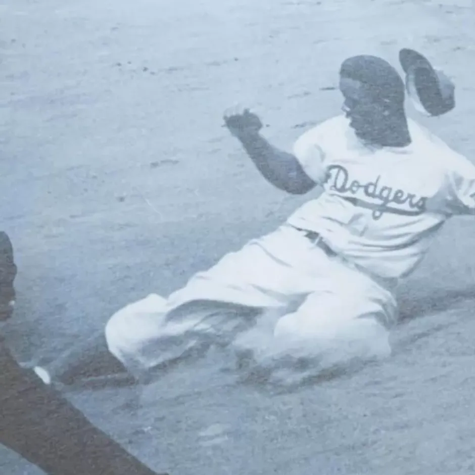 Men Mitchell & Ness T-Shirts & Tops-Highlight Sublimated Player Tee Brooklyn Dodgers Jackie Robinson