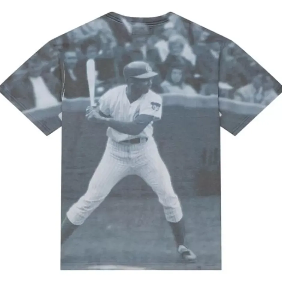 Men Mitchell & Ness T-Shirts & Tops-Highlight Sublimated Player Tee Chicago Cubs Ernie Banks