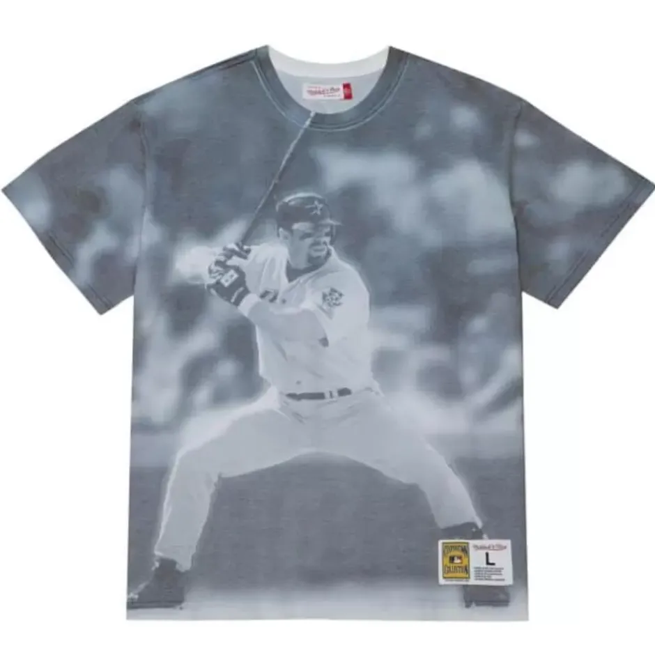 Men Mitchell & Ness T-Shirts & Tops-Highlight Sublimated Player Tee Houston Astros Jeff Bagwell