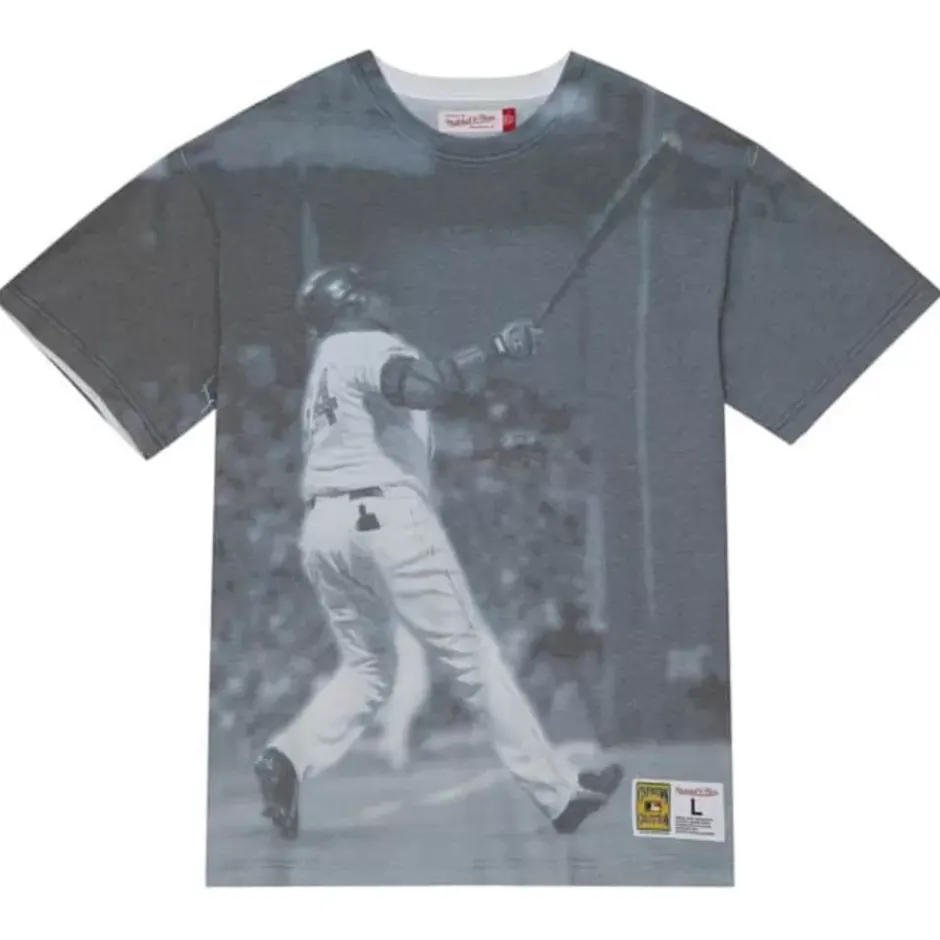 Men Mitchell & Ness T-Shirts & Tops-Highlight Sublimated Player Tee Boston Red Sox David Ortiz