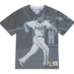 Men Mitchell & Ness T-Shirts & Tops-Highlight Sublimated Player Tee Atlanta Braves Chipper Jones