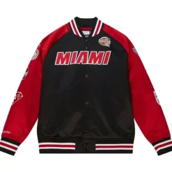 Men Mitchell & Ness Jackets & Outerwear-Hof N&N Satin Jacket Miami Heat Dwyane Wade