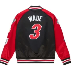 Men Mitchell & Ness Jackets & Outerwear-Hof N&N Satin Jacket Miami Heat Dwyane Wade
