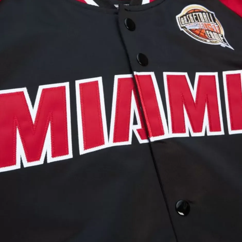 Men Mitchell & Ness Jackets & Outerwear-Hof N&N Satin Jacket Miami Heat Dwyane Wade