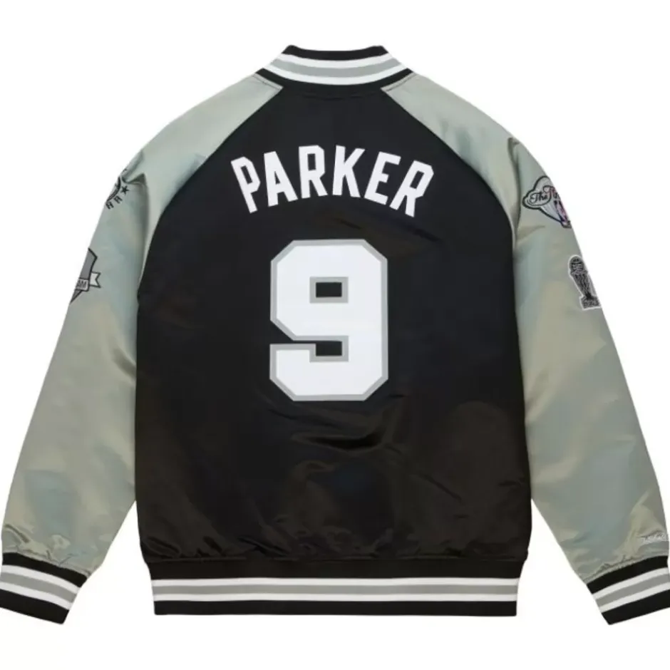 Men Mitchell & Ness Jackets & Outerwear-Hof N&N Satin Jacket San Antonio Spurs Tony Parker