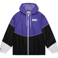 Men Mitchell & Ness Jackets & Outerwear-Home Team Lightweight Windbreaker Milwaukee Bucks