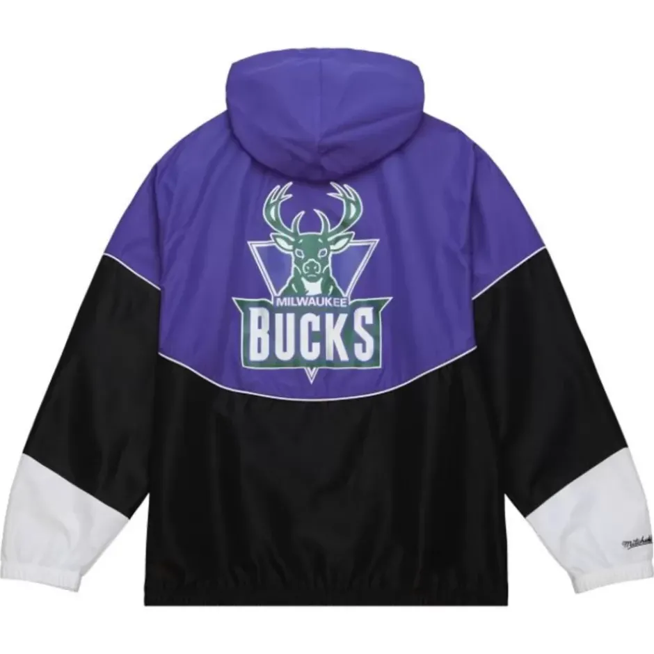 Men Mitchell & Ness Jackets & Outerwear-Home Team Lightweight Windbreaker Milwaukee Bucks
