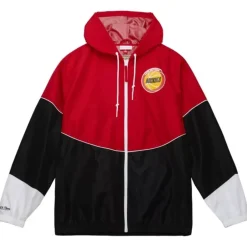 Men Mitchell & Ness Jackets & Outerwear-Home Team Lightweight Windbreaker Houston Rockets