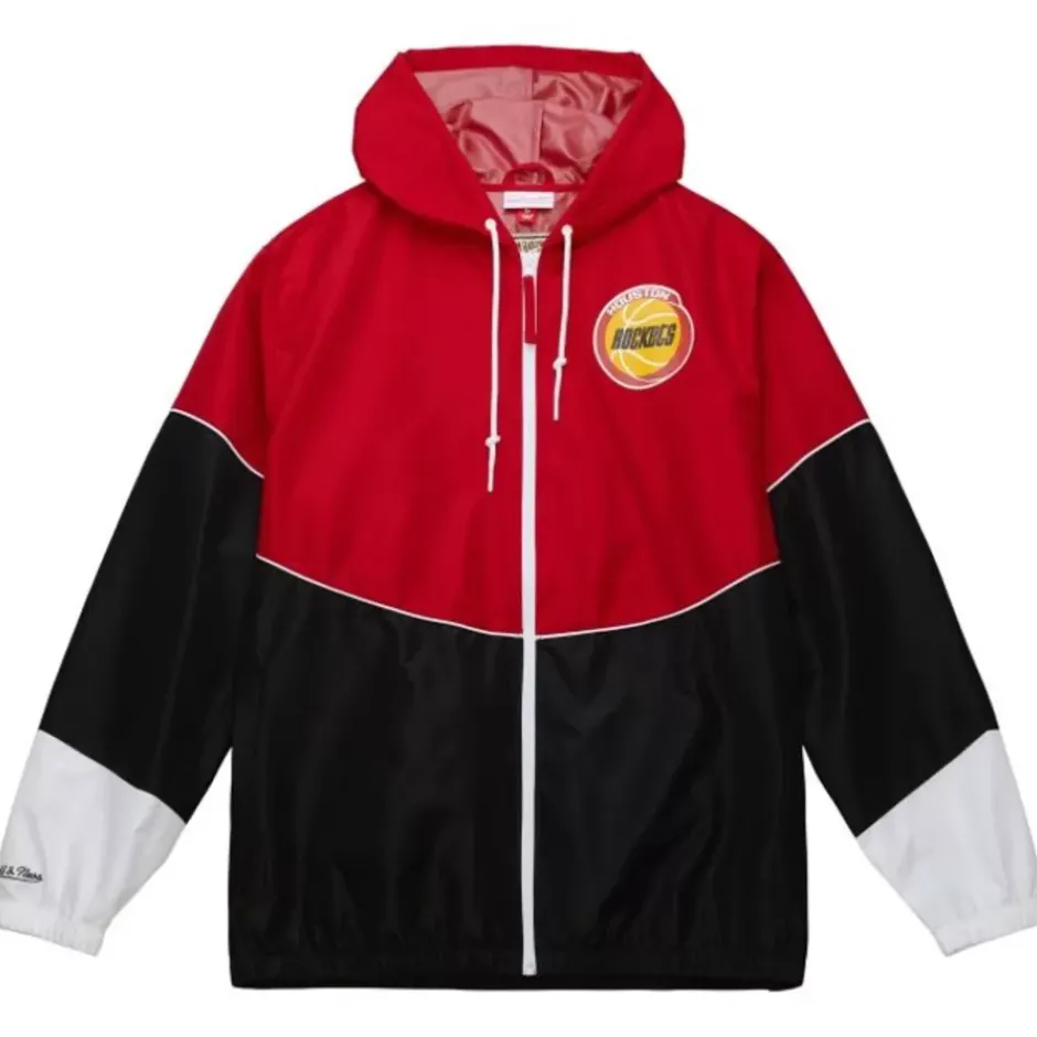 Men Mitchell & Ness Jackets & Outerwear-Home Team Lightweight Windbreaker Houston Rockets